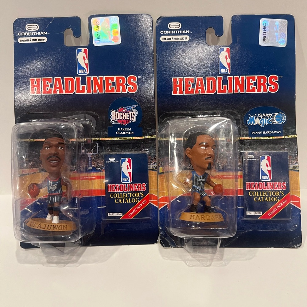 HEADLINERS OLAJUWON & HARDAWAY 90’s vintage basketball NBA figurines SEALED
